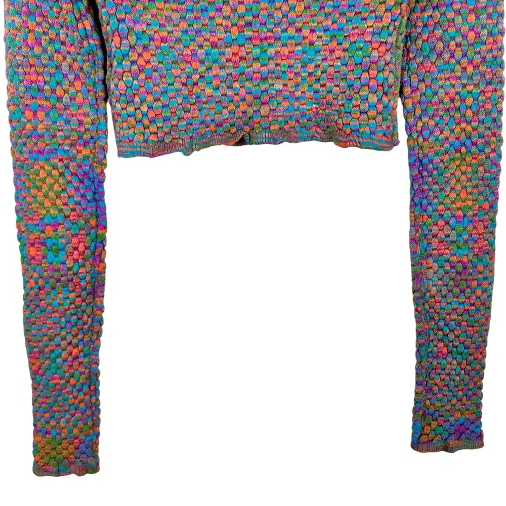 Urban Outfitters Piper Keyhole Textured Knit Long Sleeved Crop Top Sz Medium